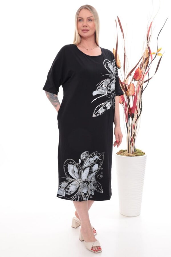 Embellished Graphic Print Tunic Dress