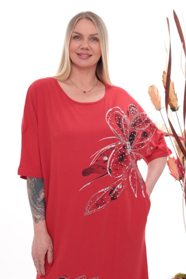 Embellished Graphic Print Tunic Dress