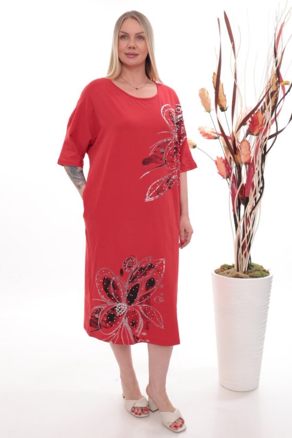 Embellished Graphic Print Tunic Dress