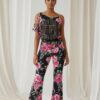 Geometric Print & Floral Flared Pants Set