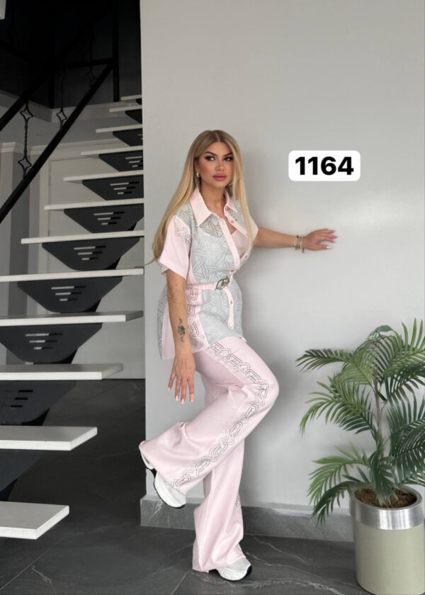 Embroidered Peplum Top & Flare Pant Ensemble