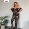 Wholesale Chain Print Cold Shoulder Lounge Set