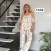 Wholesale Chain Print Cold Shoulder Lounge Set