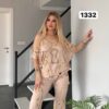 Wholesale Chain Print Cold Shoulder Lounge Set
