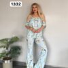 Wholesale Chain Print Cold Shoulder Lounge Set