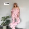 Wholesale Chain Print Cold Shoulder Lounge Set