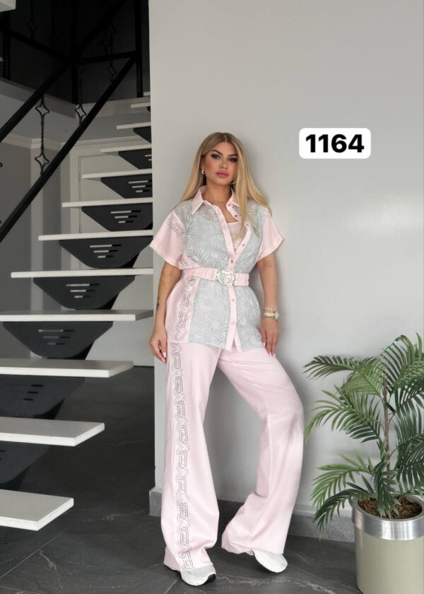 Embroidered Peplum Top & Flare Pant Ensemble