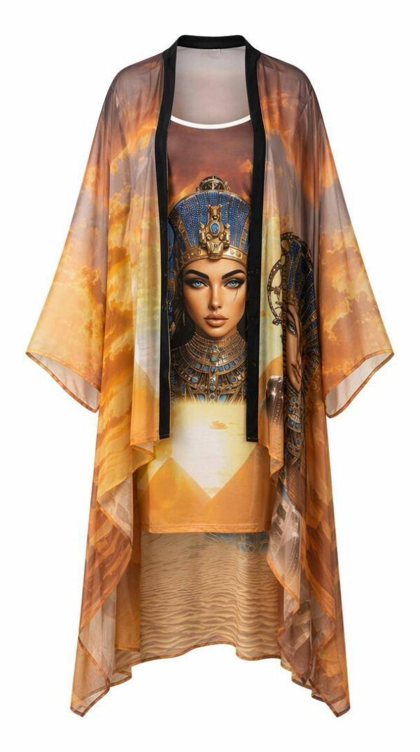 Wholesale Egyptian Sunset Print Duster and Dress Set Wholesale Egyptian Sunset Print Duster and Dress Set