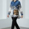 Wholesale Denim-Accent Graphic Print Tunic Wholesale Denim-Accent Graphic Print Tunic