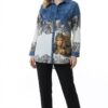 Wholesale Denim-Accent Graphic Print Tunic Wholesale Denim-Accent Graphic Print Tunic