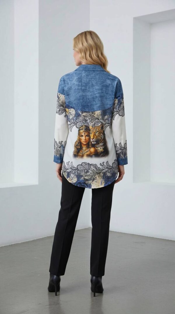 Wholesale Denim-Accent Graphic Print Tunic Wholesale Denim-Accent Graphic Print Tunic