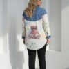 Playful Teddy Bear Print Denim-Accented Tunic Playful Teddy Bear Print Denim-Accented Tunic