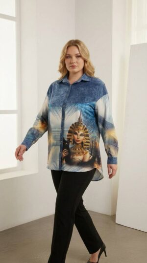 Wholesale Egyptian Queen Print Tunic Blouse