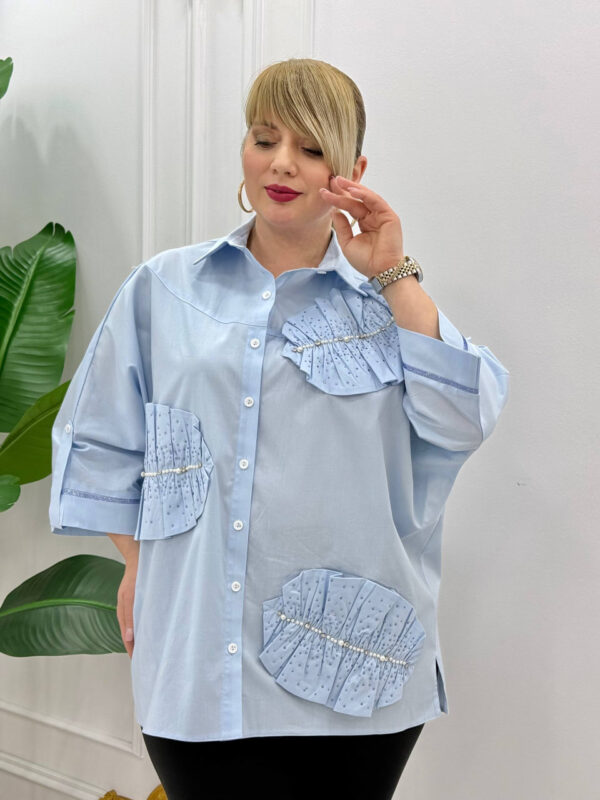 Wholesale Pearl-Embellished Oversized Shirt Wholesale Pearl-Embellished Oversized Shirt