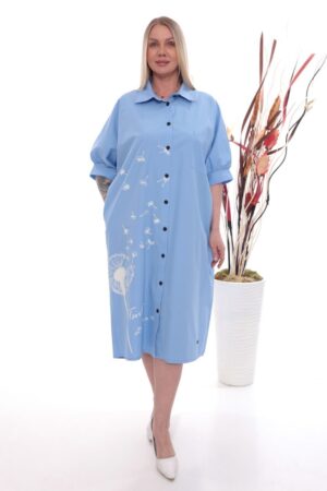 Oversized Dandelion Print Shirtdress Oversized Dandelion Print Shirtdress