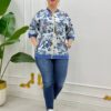 Floral Butterfly Print Embellished Bomber Jacket Floral Butterfly Print Embellished Bomber Jacket