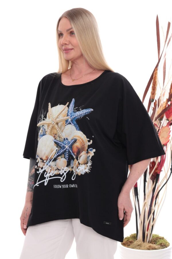 Asymmetrical Seashell Graphic Print Tunic Asymmetrical Seashell Graphic Print Tunic