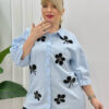 Wholesale Embellished Clover Appliqué Tunic Shirt Wholesale Embellished Clover Appliqué Tunic Shirt