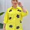 Wholesale Embellished Clover Appliqué Tunic Shirt Wholesale Embellished Clover Appliqué Tunic Shirt