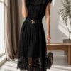 Studded Lace Midi Dress with Belt Studded Lace Midi Dress with Belt