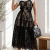 Studded Lace Midi Dress with Belt Studded Lace Midi Dress with Belt