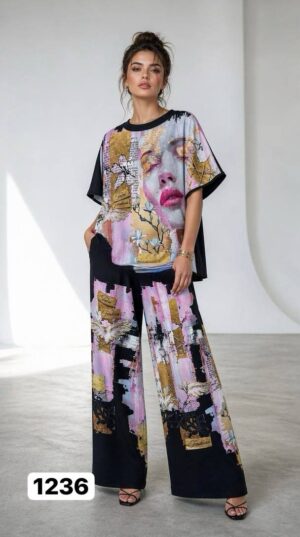 Artistic Print Two-Piece Set - Premium Top & Pants