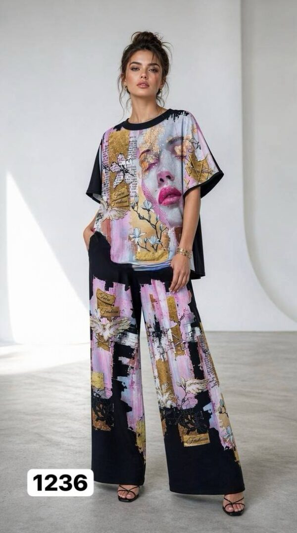 Artistic Print Two-Piece Set - Premium Top & Pants
