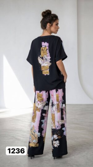 Artistic Print Two-Piece Set - Premium Top & Pants