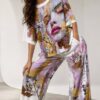 Artistic Print Two-Piece Set - Premium Top & Pants