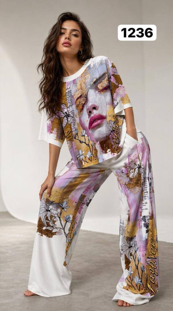 Artistic Print Two-Piece Set - Premium Top & Pants