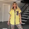 Leopard Print Trim Tunic & Flared Pant Set Leopard Print Trim Tunic & Flared Pant Set