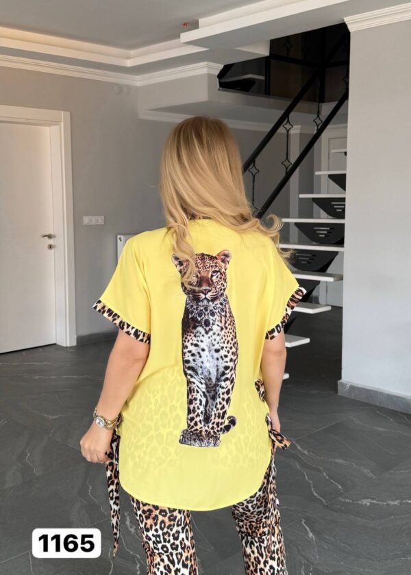 Leopard Print Trim Tunic & Flared Pant Set Leopard Print Trim Tunic & Flared Pant Set