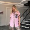 Leopard Print Trim Tunic & Flared Pant Set Leopard Print Trim Tunic & Flared Pant Set