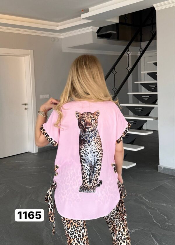 Leopard Print Trim Tunic & Flared Pant Set Leopard Print Trim Tunic & Flared Pant Set