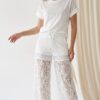 Women's Black Lace Two-Piece Set with Rhinestone Embellished Top Women's Black Lace Two-Piece Set with Rhinestone Embellished Top