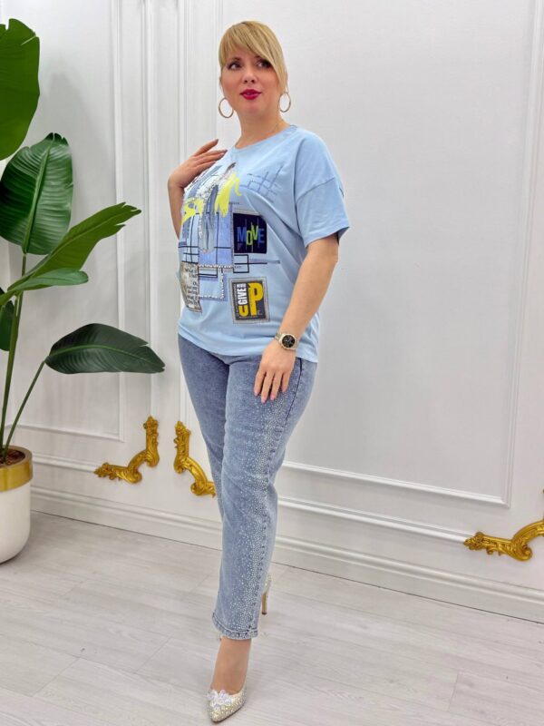 Premium Graphic Blouse with Embellished Detailing Premium Graphic Blouse with Embellished Detailing