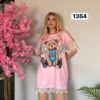 Angel Bear Graphic Blouse with Lace Trim Angel Bear Graphic Blouse with Lace Trim