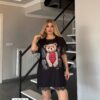 Angel Bear Graphic Blouse with Lace Trim Angel Bear Graphic Blouse with Lace Trim