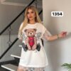 Angel Bear Graphic Blouse with Lace Trim Angel Bear Graphic Blouse with Lace Trim