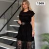 Studded Lace Midi Dress with Belt Studded Lace Midi Dress with Belt