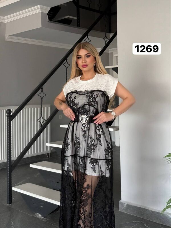 Studded Lace Midi Dress with Belt Studded Lace Midi Dress with Belt