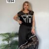 Embellished Lace Corset-Print Pant Set Embellished Lace Corset-Print Pant Set