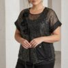 Premium Sequin Blouse with Mesh Panels Premium Sequin Blouse with Mesh Panels