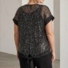Premium Sequin Blouse with Mesh Panels Premium Sequin Blouse with Mesh Panels