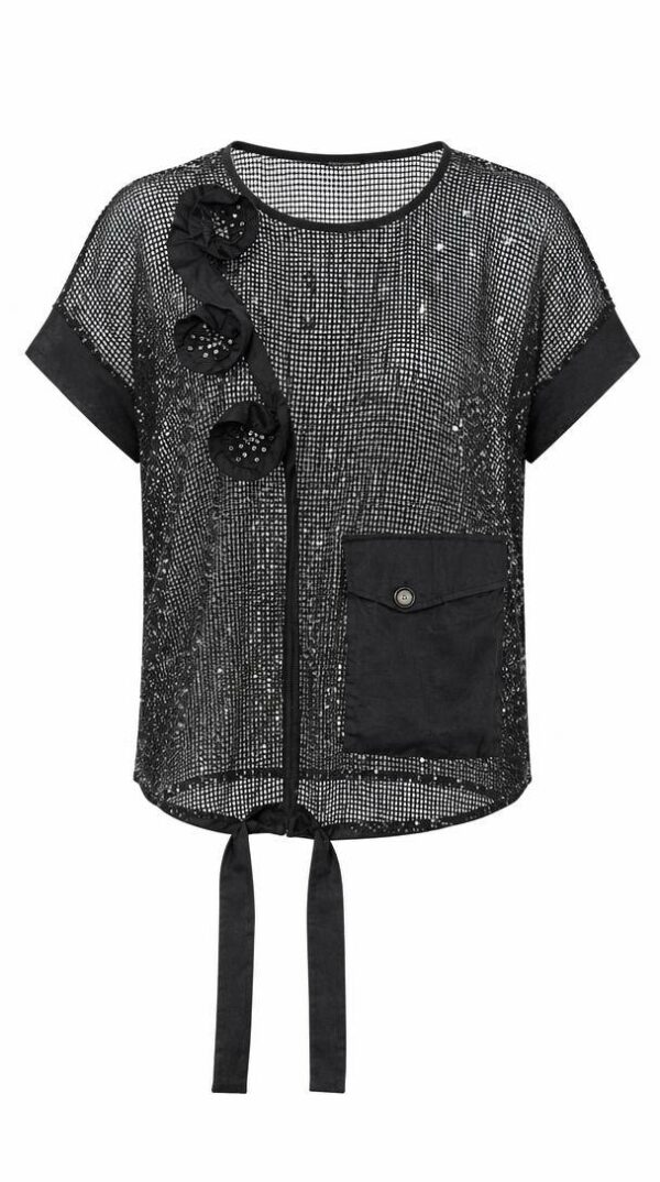 Premium Sequin Blouse with Mesh Panels Premium Sequin Blouse with Mesh Panels