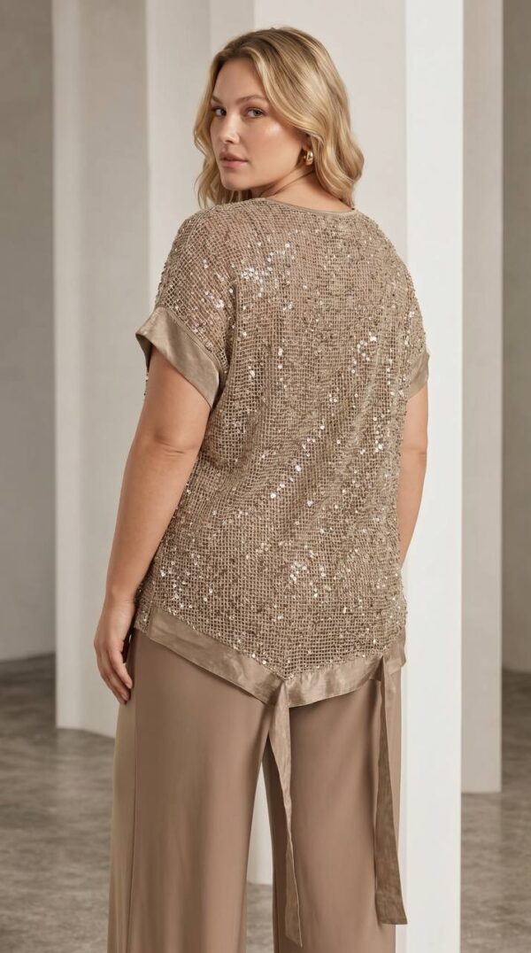 Premium Sequin Blouse with Mesh Panels Premium Sequin Blouse with Mesh Panels