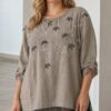 Premium Embroidered Linen Blouse Premium Embroidered Linen Blouse