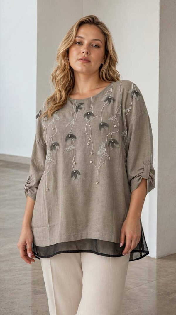 Premium Embroidered Linen Blouse Premium Embroidered Linen Blouse