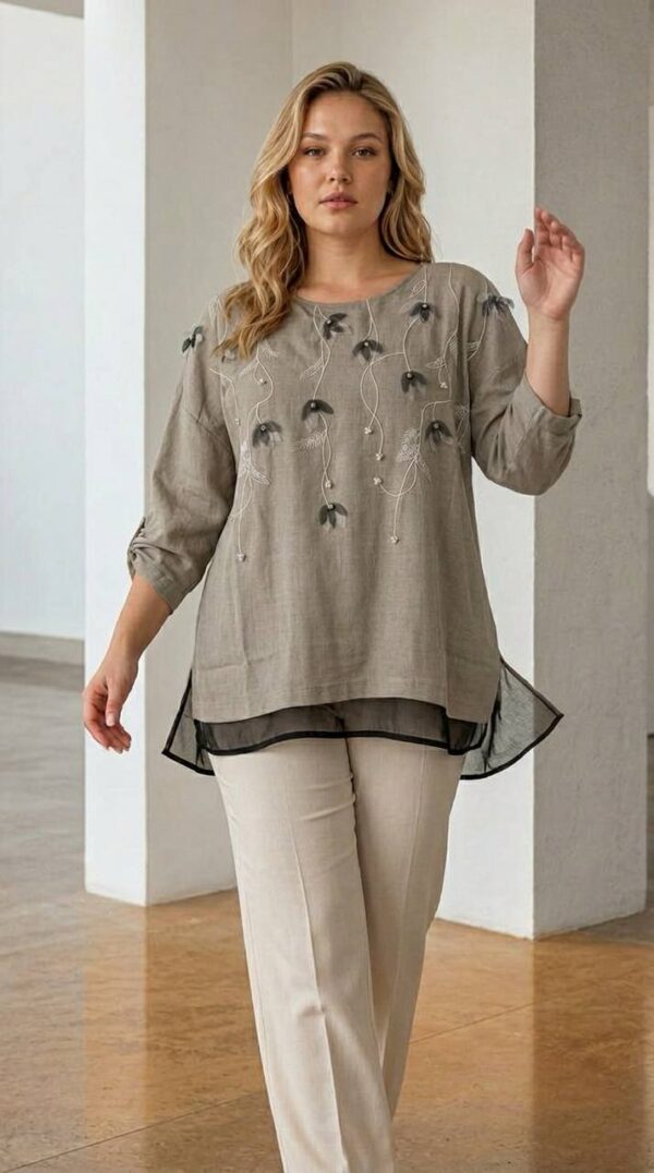 Premium Embroidered Linen Blouse Premium Embroidered Linen Blouse