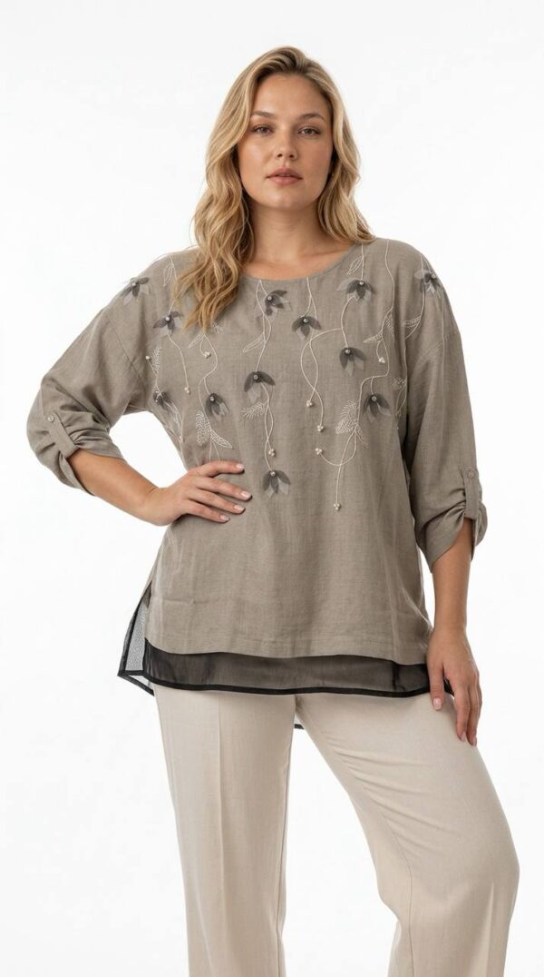 Premium Embroidered Linen Blouse Premium Embroidered Linen Blouse